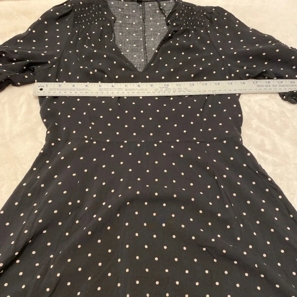 Express Black Midi Dress with Beige Polka Dots